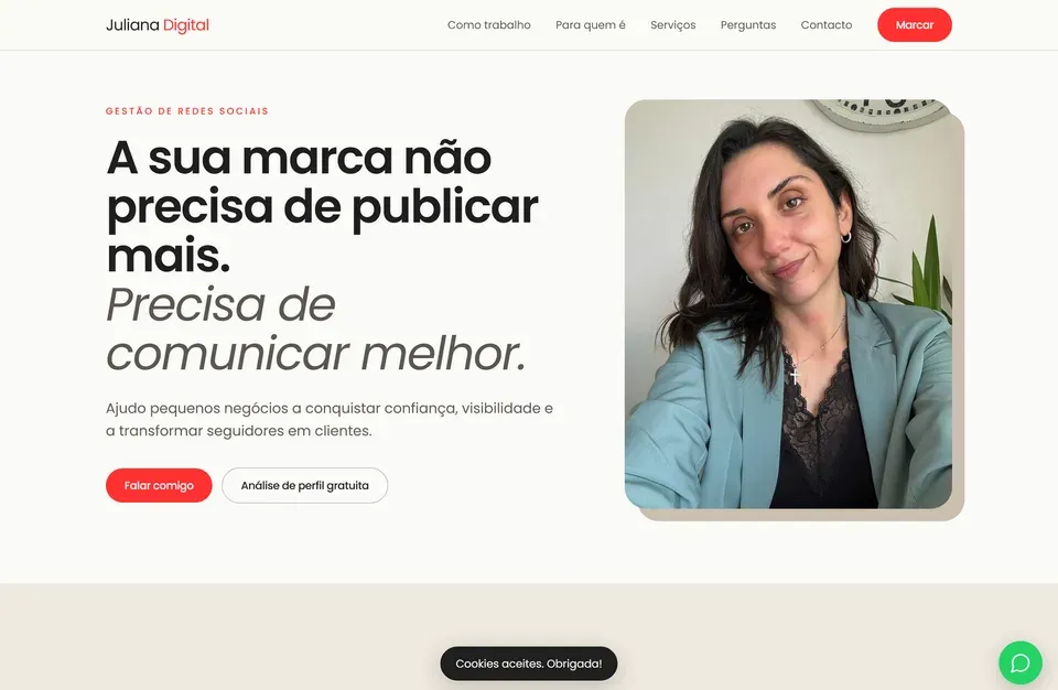 Site da Julianadigital.pt, gestão de redes sociais