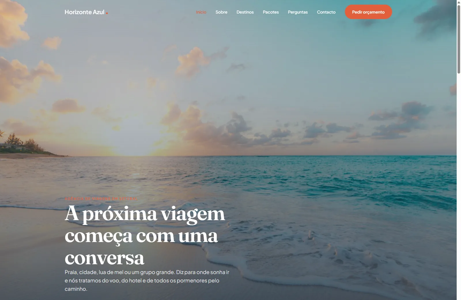 Site da Horizonte Azul, agência de viagens